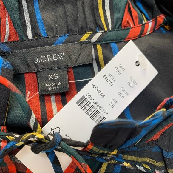 NWT J. Crew Scalloped Tie Neck Stewart Tartan Plaid Top Size XS - Picture 11 of 11